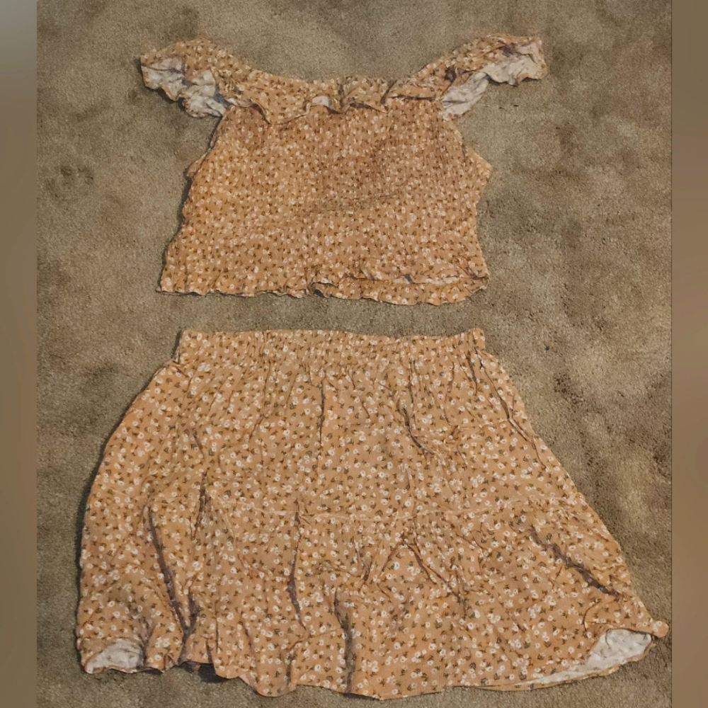 Hippie Rose Crop top and Skirt